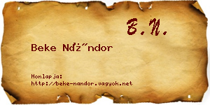 Beke Nándor névjegykártya